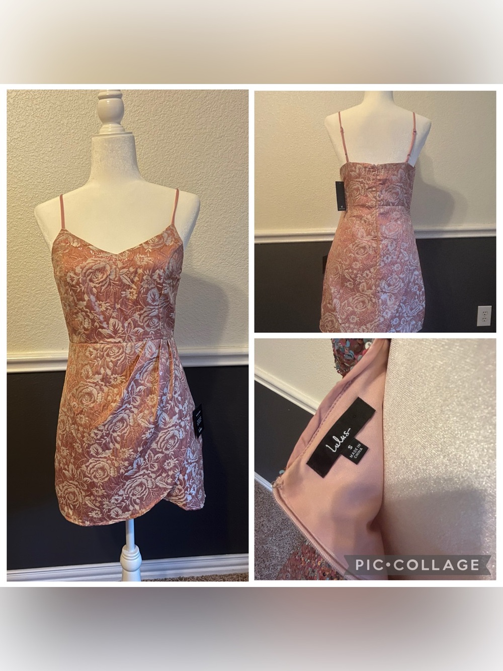 Lulu's Rose-Pink Floral Jacquard Mini Dress
